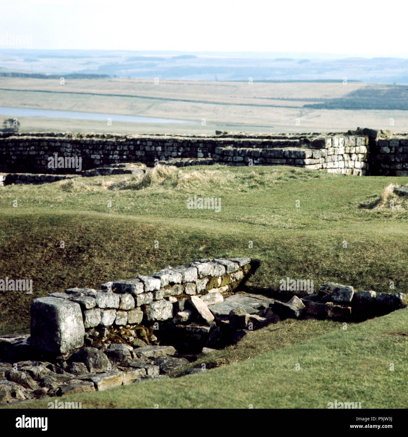 Archäologische Funde von Hadrian's Wall, größere militärische Technik arbeiten zwischen 122 und 1… Stockfoto