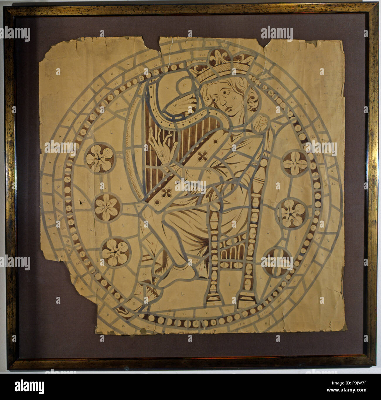 'König David', Zeichnung für den Norden Rosette der Kathedrale, in Papier. Stockfoto