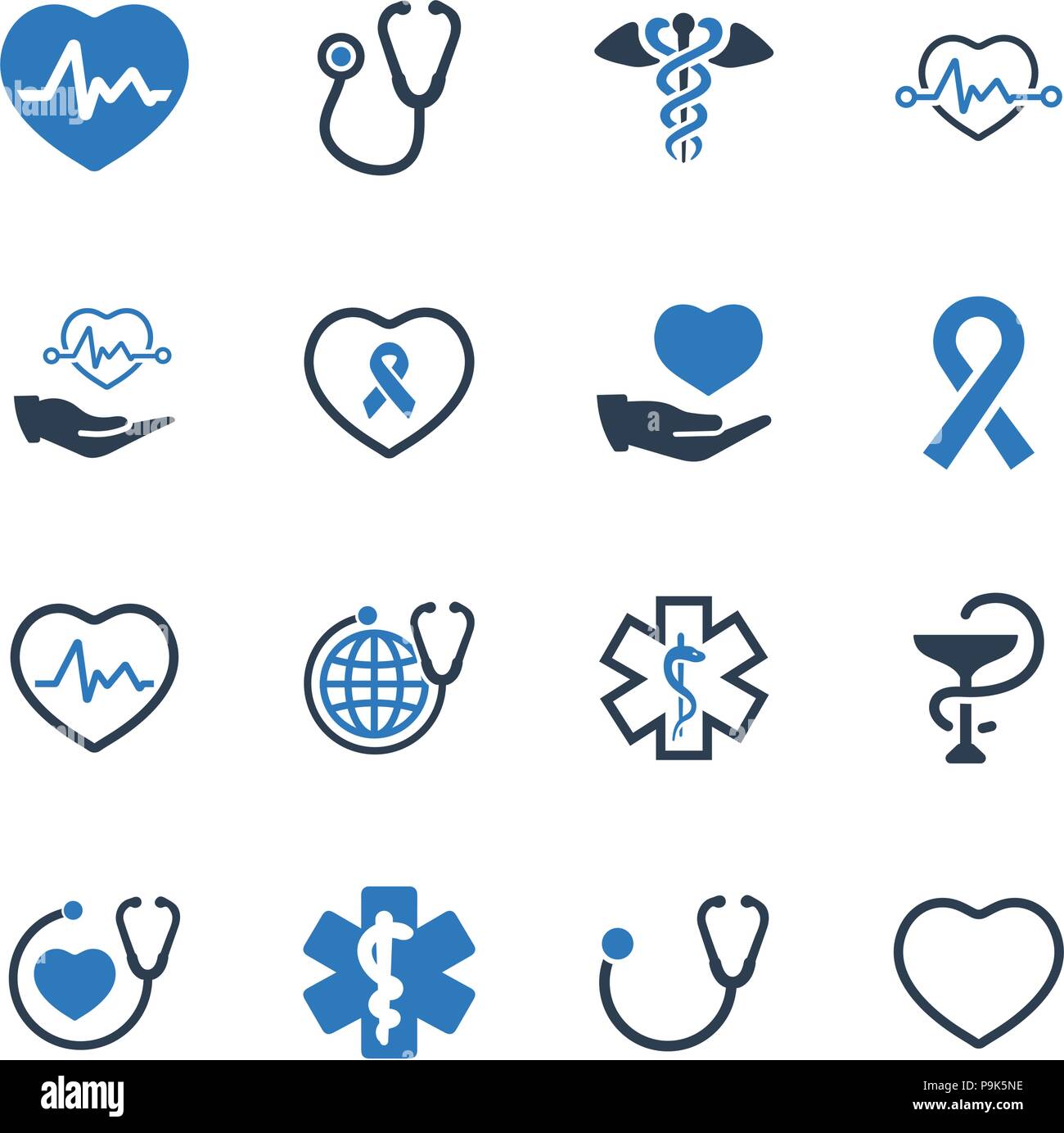 Schöne, liebevoll gestalteten Healthcare Symbole - blaue Version Stock Vektor