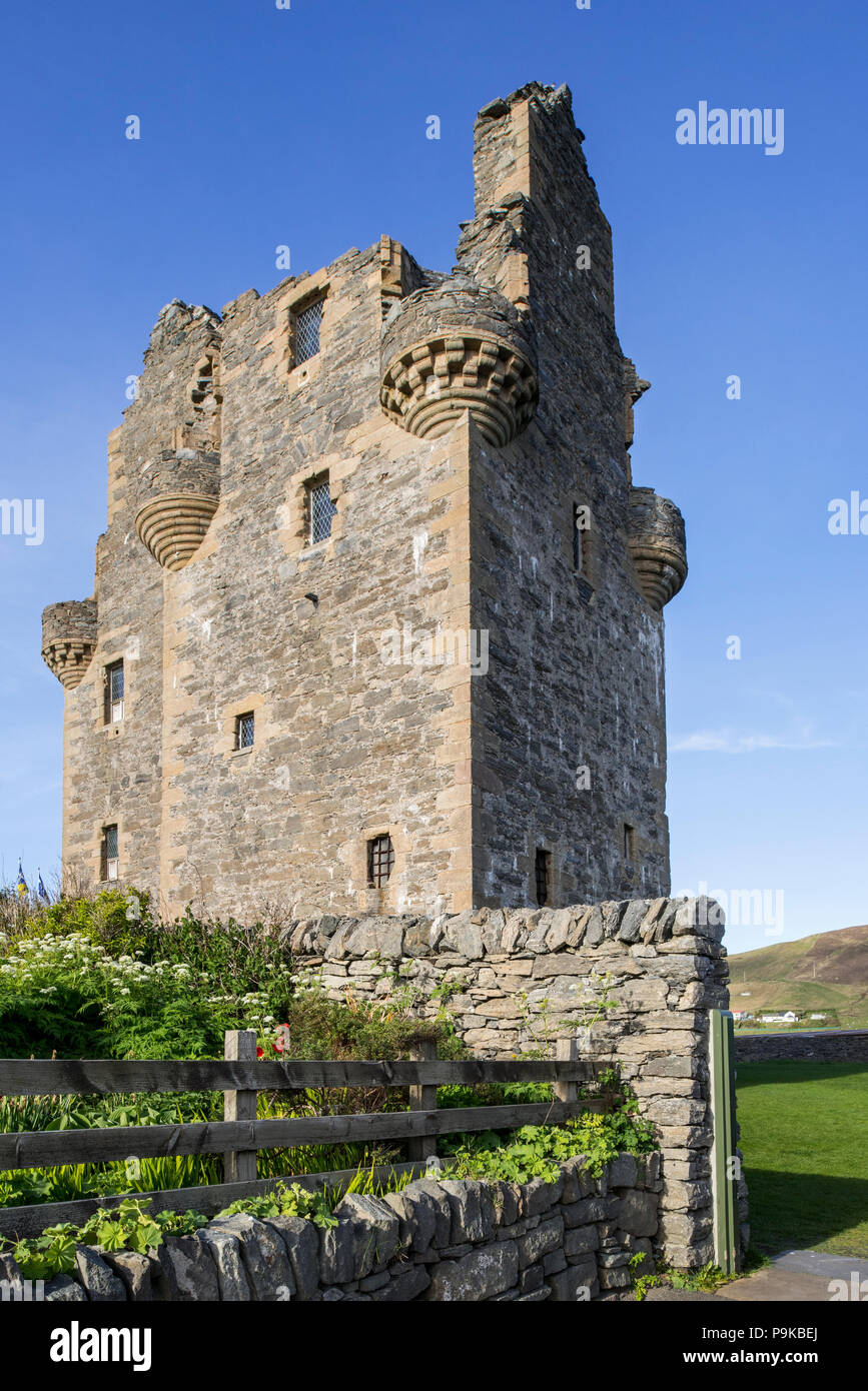 17. jahrhundert Scalloway Castle, das Tower House in Scalloway auf dem Festland, Shetlandinseln, Schottland, Großbritannien Stockfoto