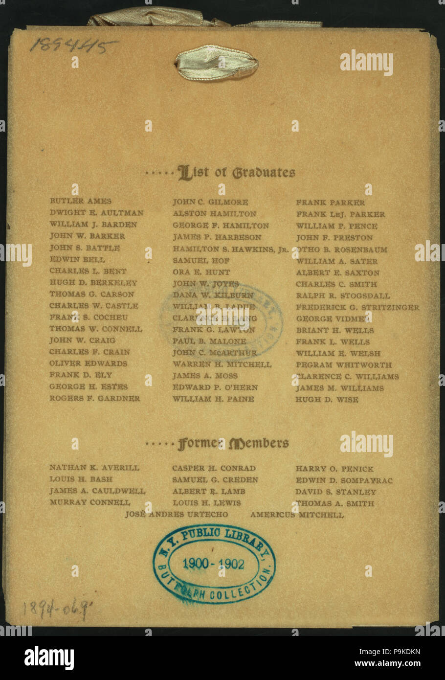 723 GRADUIERUNG ABENDMAHL (Durch) Klasse von '94 DER UNITED STATES MILITARY ACADEMY (at) "MURRAY HILL HOTEL, NEW YORK, NY" (HOTEL gehalten ;) (NYPL Hades -270390-4000002640) Stockfoto