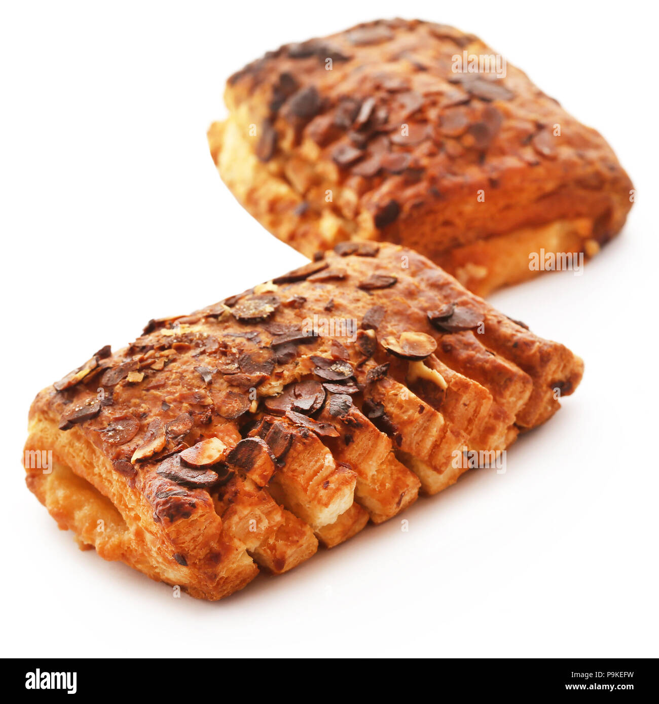 Tebirkes, Art der Dänischen Brot auf weißem Hintergrund Stockfoto