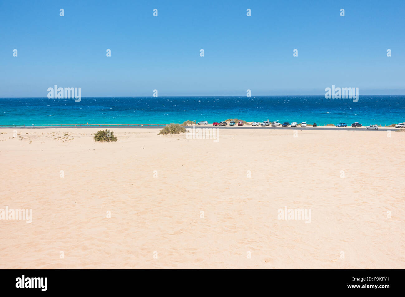 Die Dünen im Naturpark von Corralejo auf Fuerteventura, Kanarische Inseln - Spanien Stockfoto