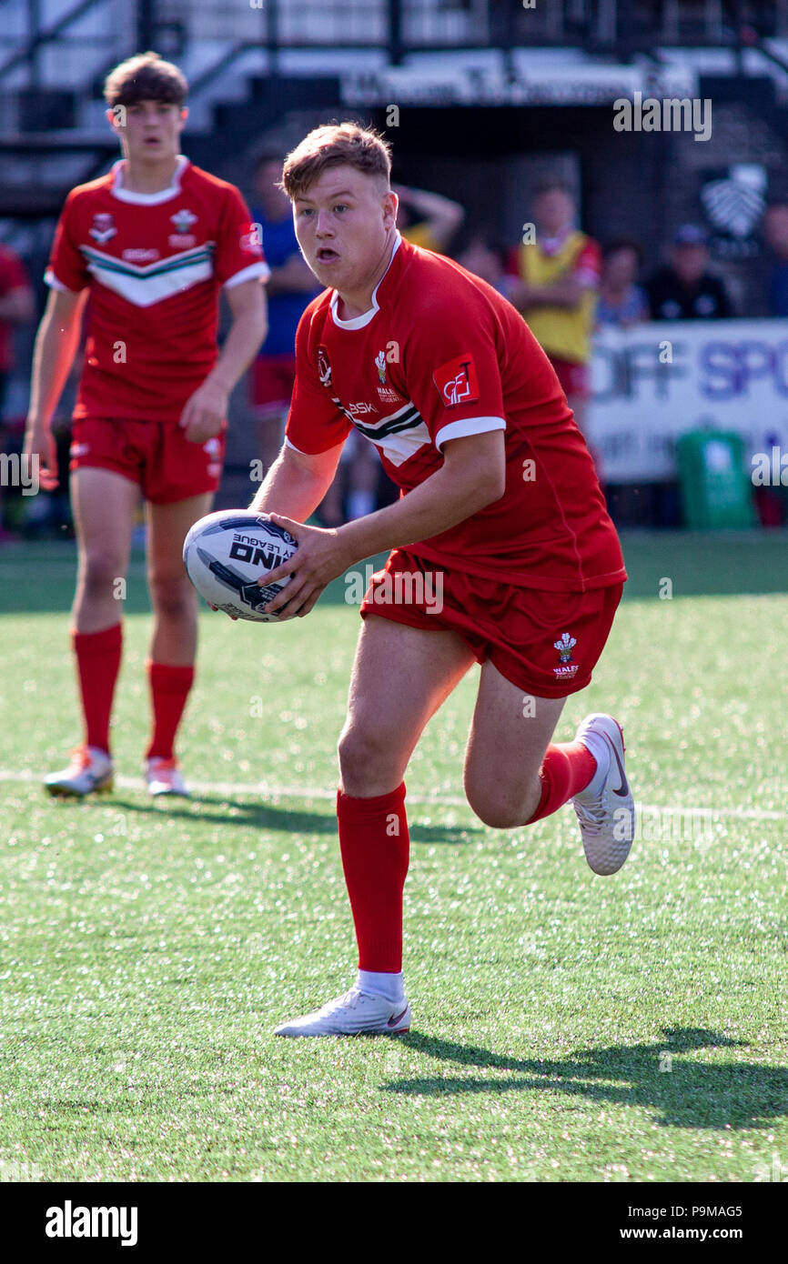 Pontypridd, Wales. 19. Juli 2018. Wales Gastgeber Schottland in einem Student Home Nationen International bei Pontrypridd RFC's Sardes Straße. Lewis Mitchell/Alamy Leben Nachrichten. Stockfoto