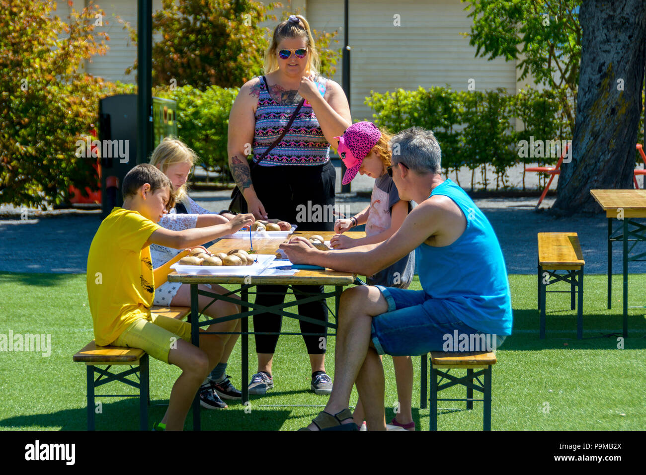 Malmö, Schweden. 19. Juli 2018. Ein Versuch der Einstellung einen Weltrekord in der Erstellung der höchsten elektrischen Strom durch die Verwendung von normalen Kartoffeln im Folkets Park (die Völker Park). Tommy Lindholm/Alamy leben Nachrichten Stockfoto