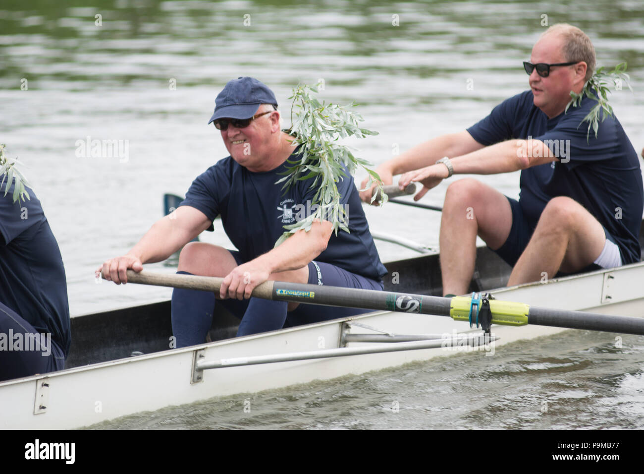 Cambridge UK, 2018-07-19, Ruderer in der Stadt Stößen konkurrieren in der dritten Nacht von einem viertägigen Veranstaltung waren. Die jährliche Veranstaltung ist am Fluss Camin Cambridge. Credit: Kevin Hodgson/Alamy leben Nachrichten Stockfoto