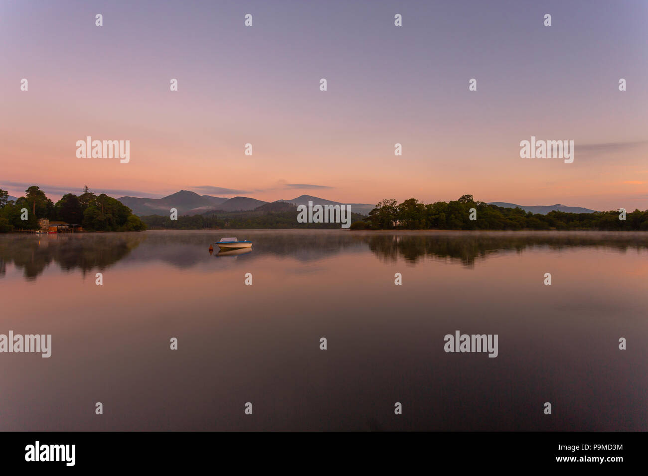 Derwentwater morgen, Keswick, Cumbria, den Lake District, Großbritannien Stockfoto