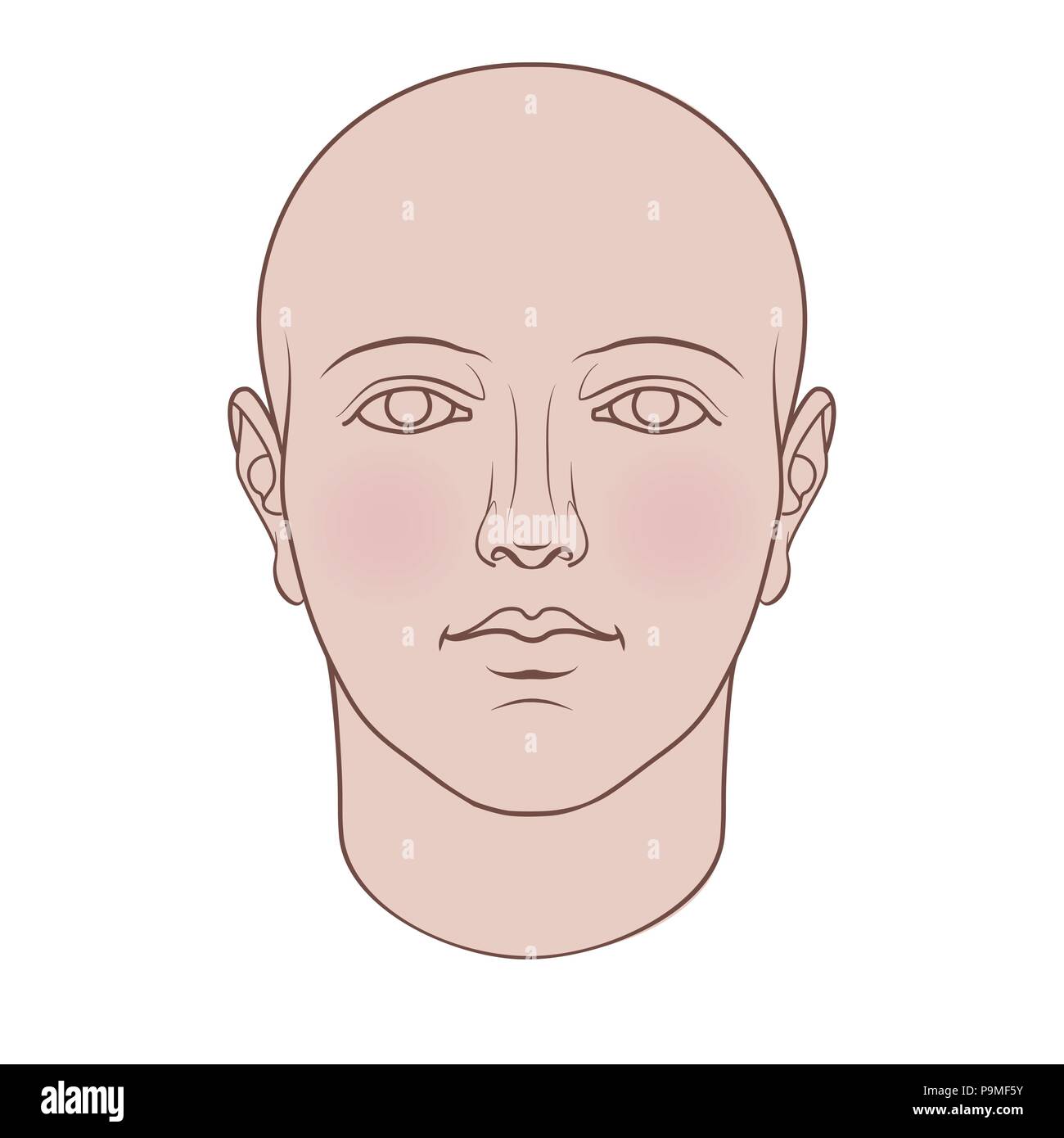 Hand menschlichen Kopf im Gesicht gezeichnet. Flache Vektor auf weißem Hintergrund. Stock Vektor