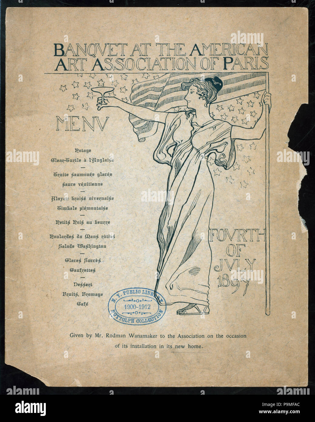 570 ABENDESSEN VON HERRN RODMAN WANAMAKER ANLÄSSLICH DER NEUEN Heimat (Besitz) AMMERICAN KUNST-VERBINDUNG VON PARIS (at) "Paris, Frankreich "(FÜR ;) (NYPL Hades -270995-470703) Stockfoto