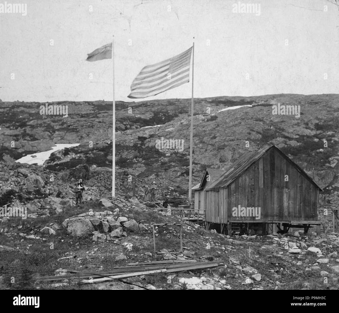 . Englisch: Die internationale Grenze zwischen Kanada und den Vereinigten Staaten, mit Yukon und Alaska auf der einen Seite auf die andere. ca. 1900 s 108 Alaska-Yukon Internationale Grenze Stockfoto