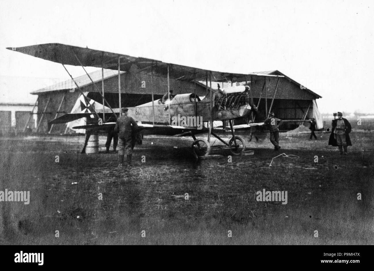 108 Albatros de Doppeldecker, Flughafen, Erster Weltkrieg, Hangar, Gerrman Markierungen, Fortepan 73323 Stockfoto
