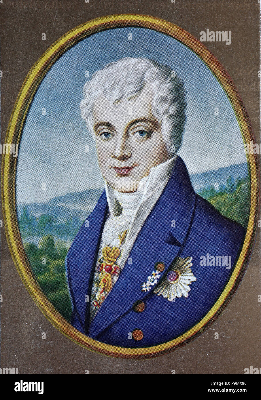 Klemens Wenzel Nepomuk Lothar, Fürst von Metternich-Winneburg zu Beilstein, 15. Mai 1773 â € "11. Juni 1859, war ein österreichischer Diplomat und Staatsmann, digital verbesserte Reproduktion einer Vorlage drucken aus dem Jahr 1900 Stockfoto