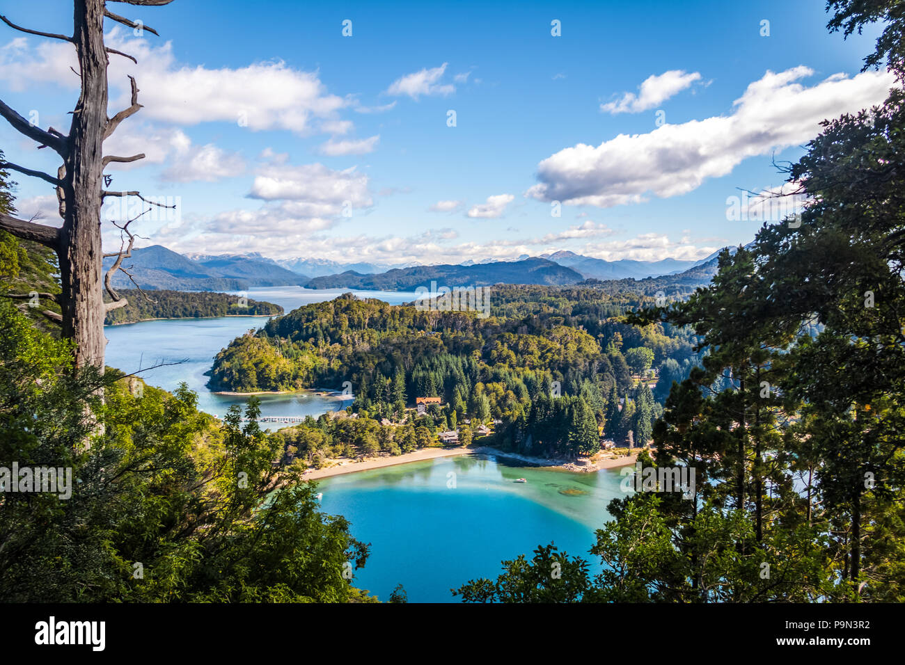 Bahia Mansa Aussichtspunkt an Arrayanes Nationalpark - Villa La Angostura, Patagonien, Argentinien Stockfoto