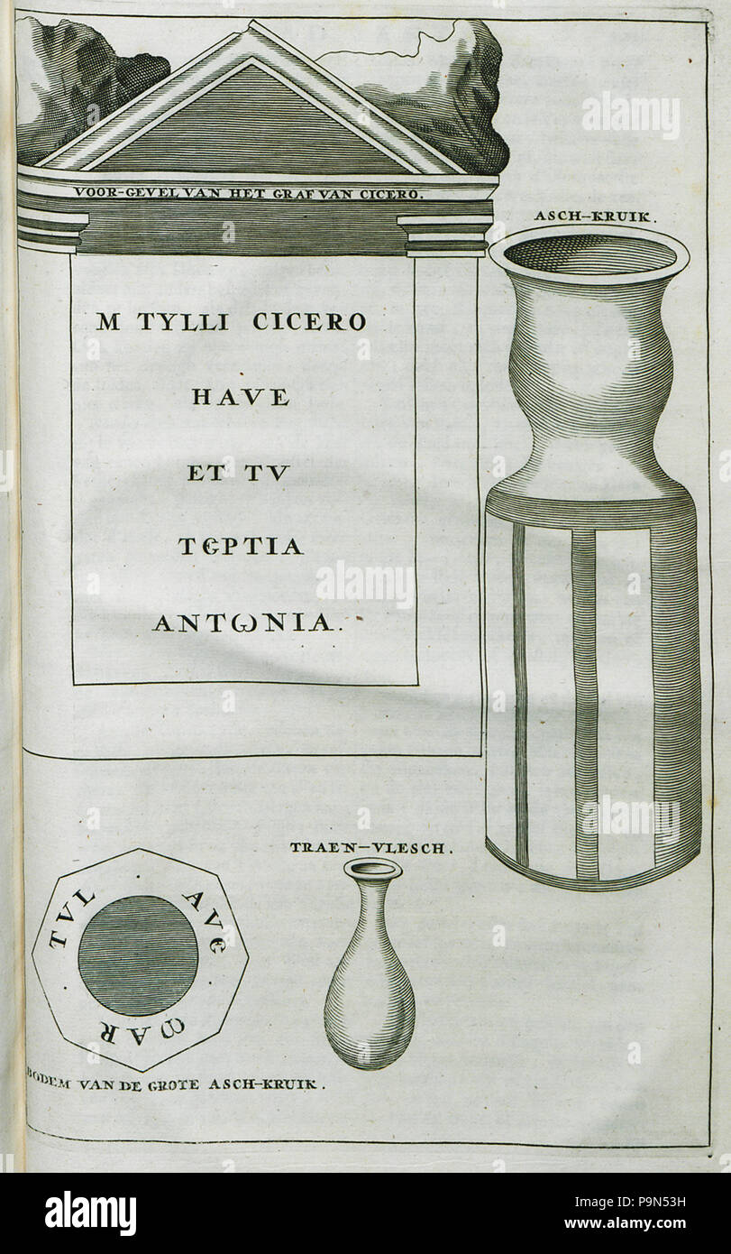 324 Blick auf die Vorderseite des römischen Grab von Zakynthos, fälschlicherweise als das Grab von Cicero Vasen vom Denkmal wahrgenommen - olfert Dapper - 1688 Stockfoto