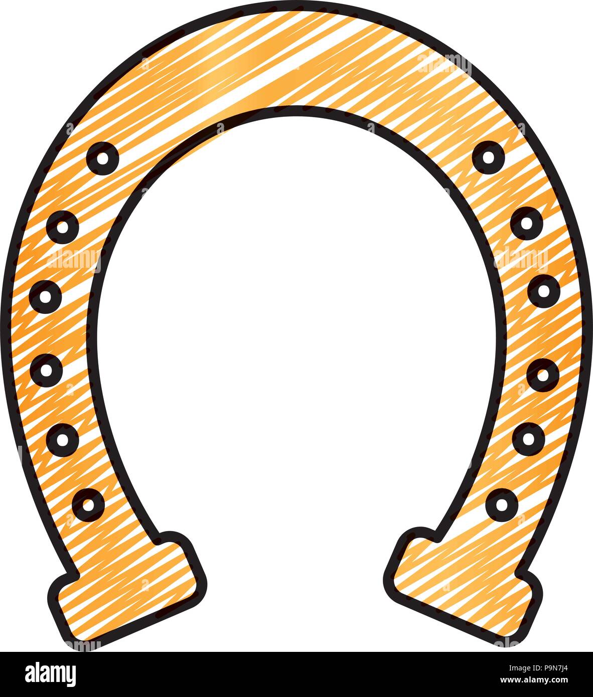 Doodle Metall horseshoe Ausrüstung Glück Symbol Stock Vektor