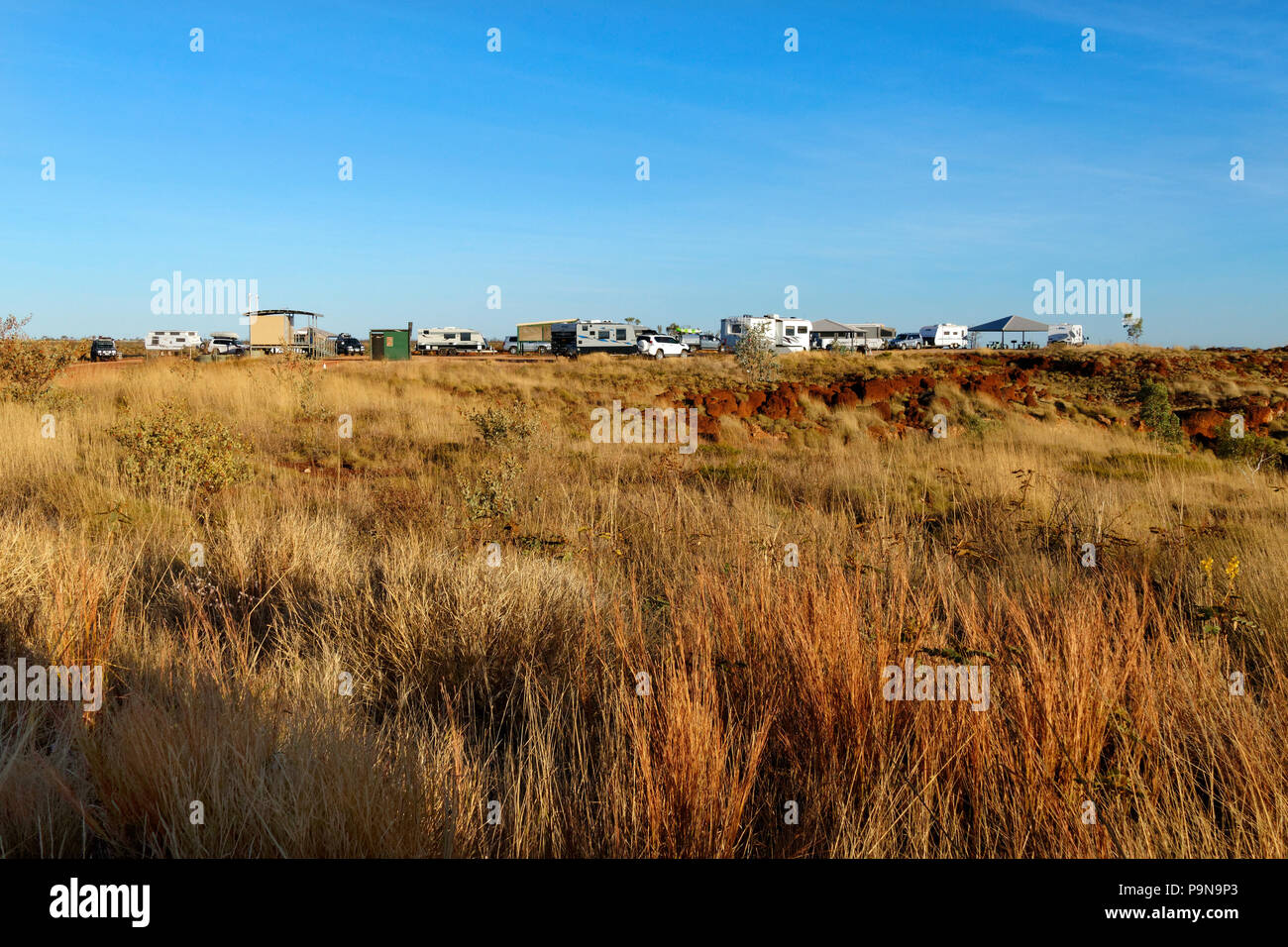 Camping Caravan Bereich im australischen Outback, Kimberley, Nordwesten Australien Stockfoto