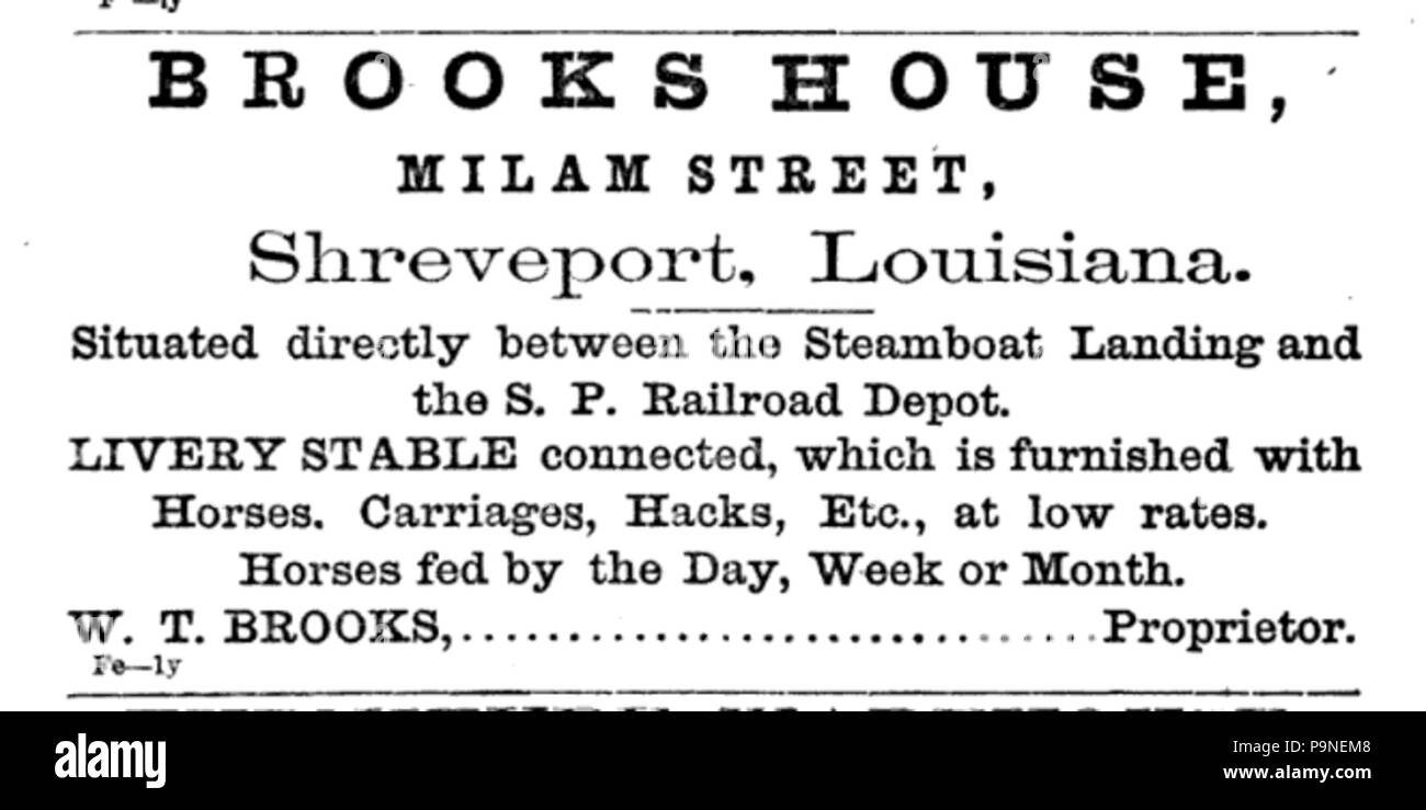 20 1870 Brooks Anzeige Milam Straße in Shreveport Louisiana Stockfoto