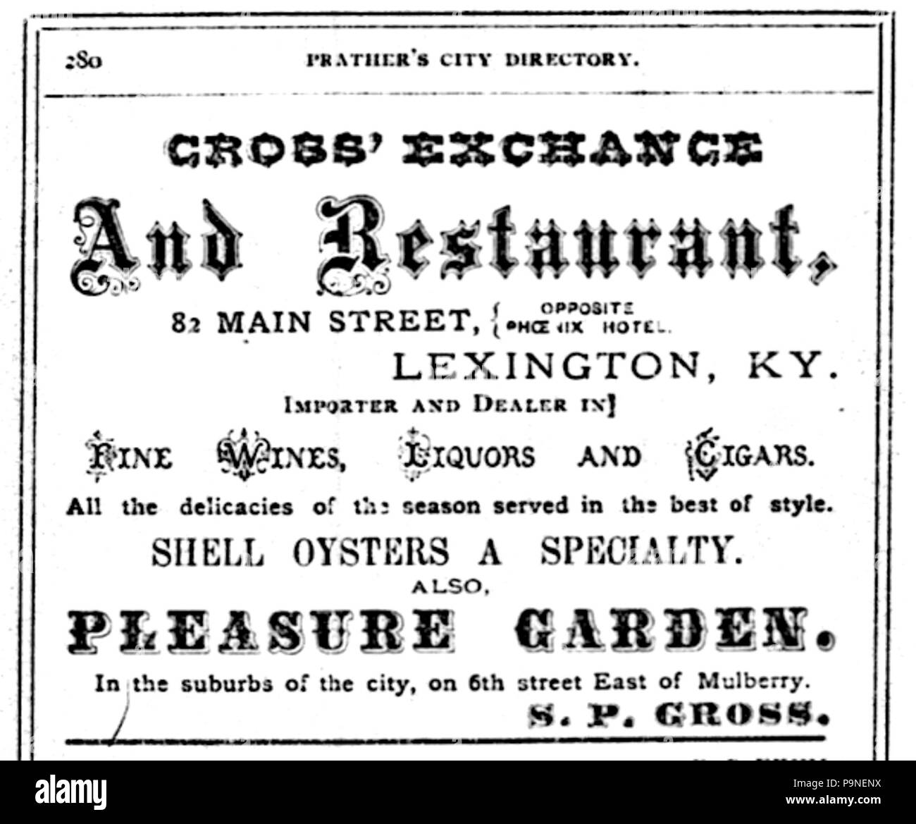 20 1875 Kreuz Anzeige Hauptstraße in Lexington Kentucky Stockfoto