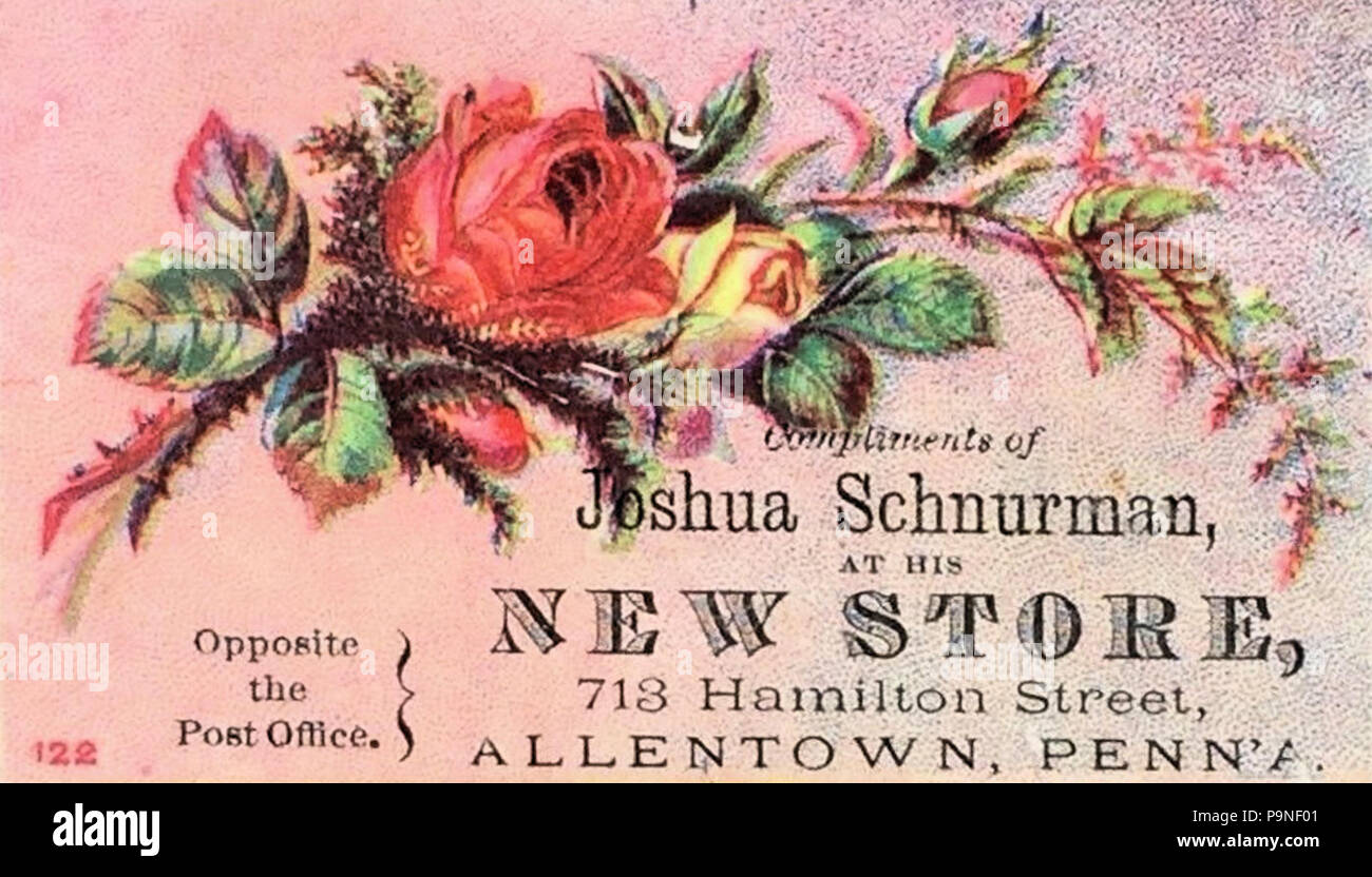 21 1884 - Josua Schnurman - Handel - Allentown PA Stockfoto