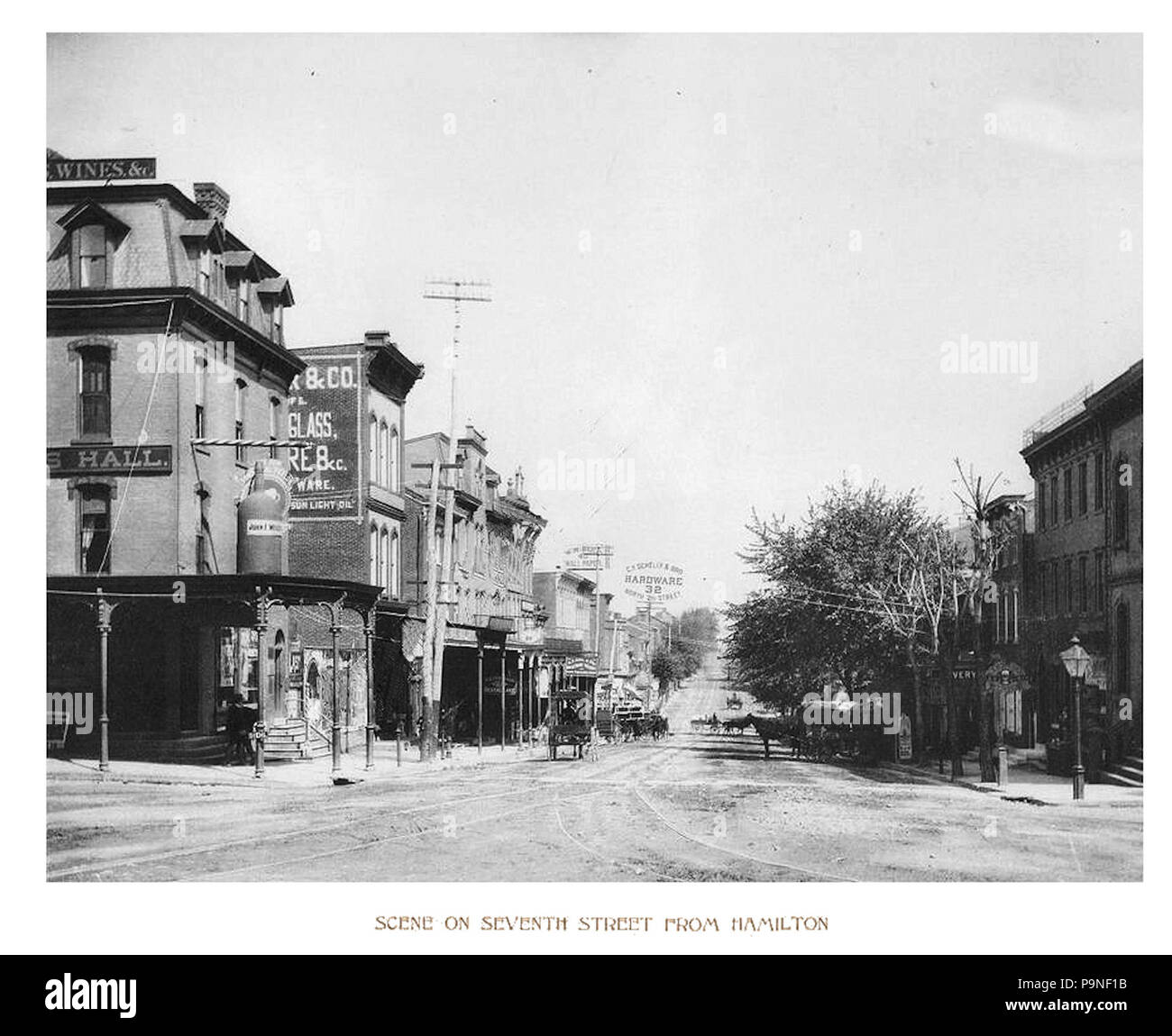 21 1885-Szene auf die siebte Straße nördlich von Hamilton - Allentown PA Stockfoto