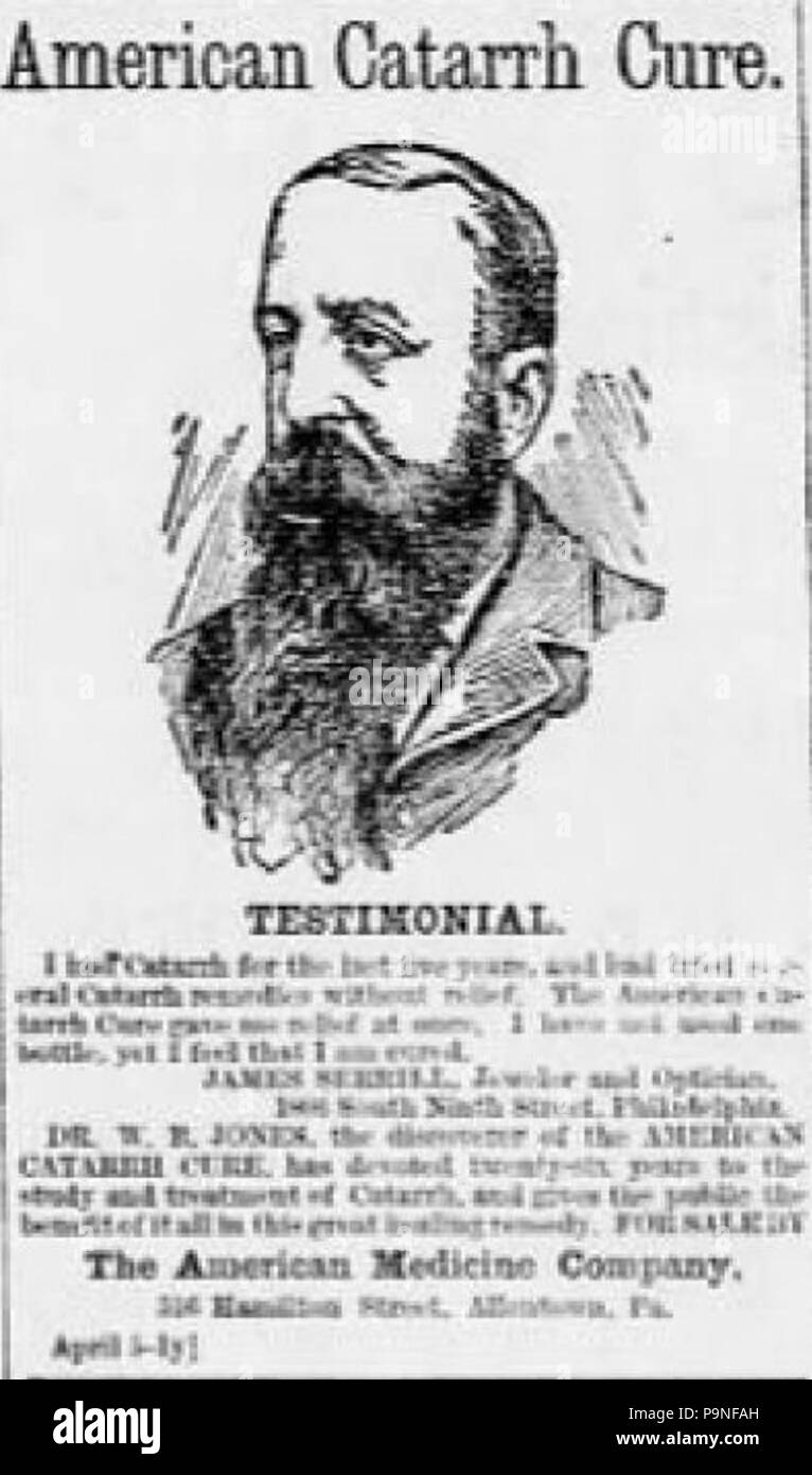 22 1893 - der amerikanischen Medizin Unternehmen Zeitung Anzeige Allentown PA Stockfoto