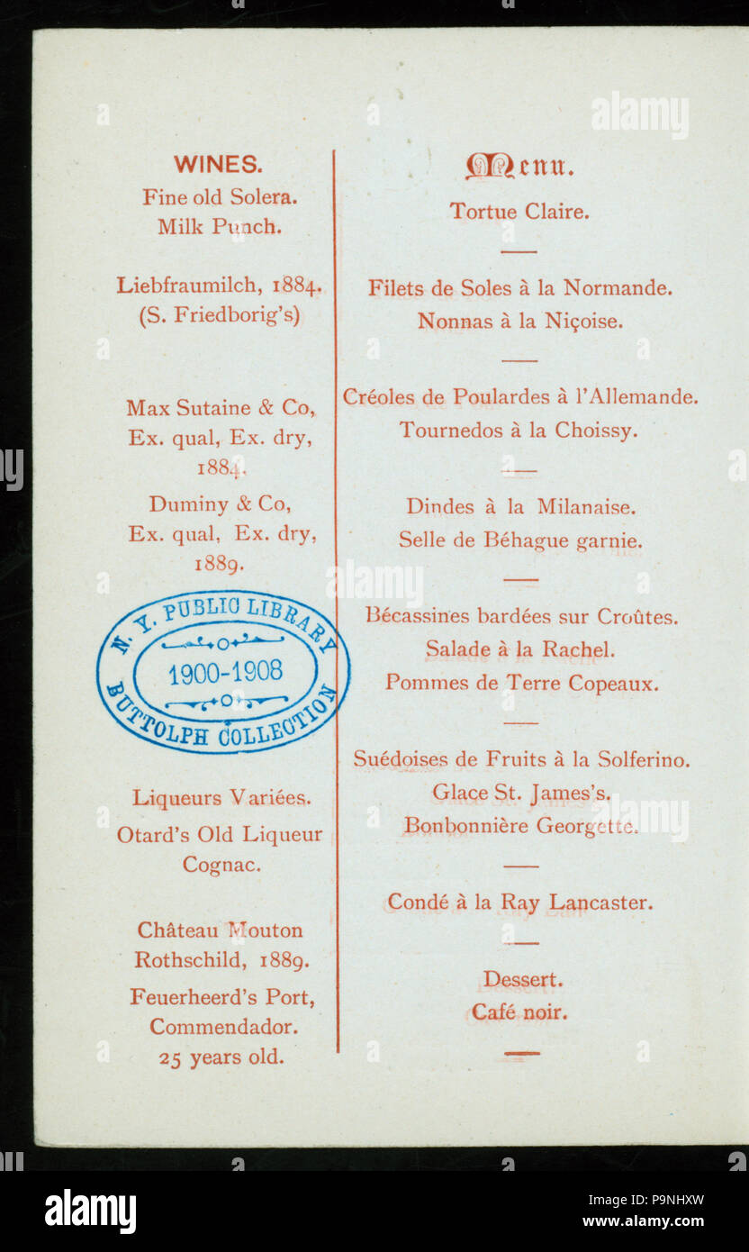 180 Bankett für R. M. KLEINERES (Besitz) DIE FRIEDENSRICHTER FÜR DIE GRAFSCHAFT MIDDLESEX UND MITGLIEDER DER COUNTY COUNCIL von MIDDLESEX (at) "MARMOR SALON, GRAND HOTEL, LONDON" (ausländische ;) (NYPL Hades -271073-4000004427) Stockfoto