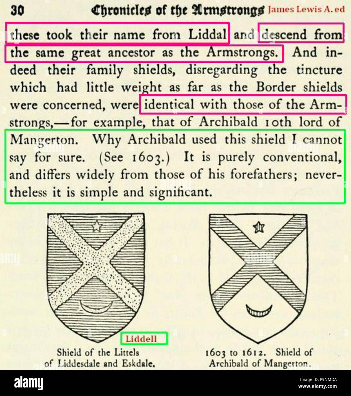 79 Eine Beschreibung der Liddel und Armstrong mit St Andrews Kreuz Stockfoto