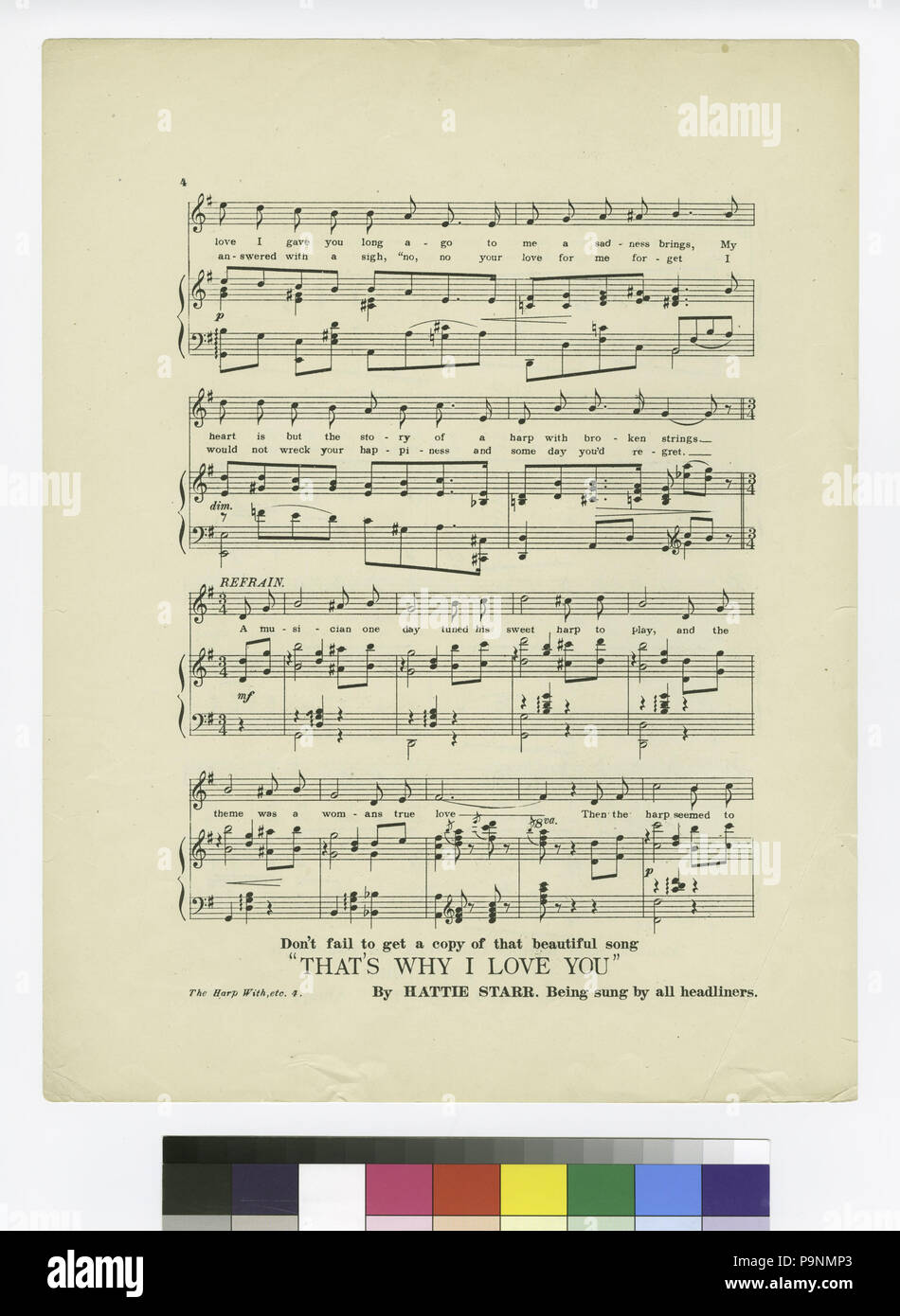 81 eine Harfe mit Broken Strings (NYPL Hades -609335-1823420) Stockfoto