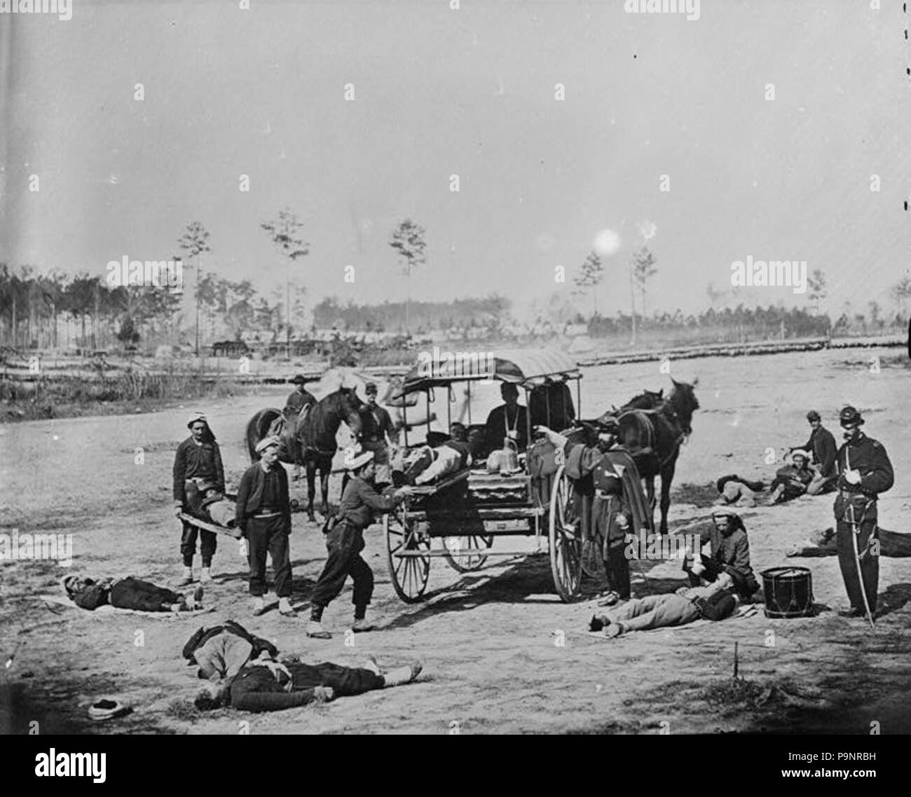 . Englisch: Krankenwagen Corps. Methode zum Entfernen aus dem Bereich verwundet. zwischen ca. 1861 und ca. 1865 121 Krankenwagen Corps. Methode zum Entfernen aus dem Bereich verletzt Stockfoto