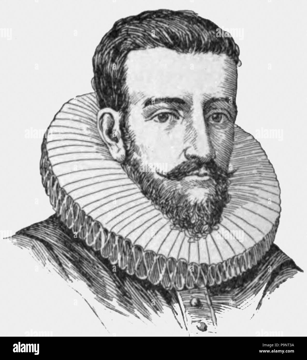 . Englisch: Porträt Zeichnung (APOKRYPHEN) von Henry Hudson. Die Quelle behauptet Es gibt keine authentische Portrait von Henry Hudson, aber spekuliert, dass vielleicht einer von seinem Freund des Stechers Jodocus Hondius einige Tag vorgefunden werden können. 1892 144 Appletons' Hudson Henry veröffentlicht. Stockfoto