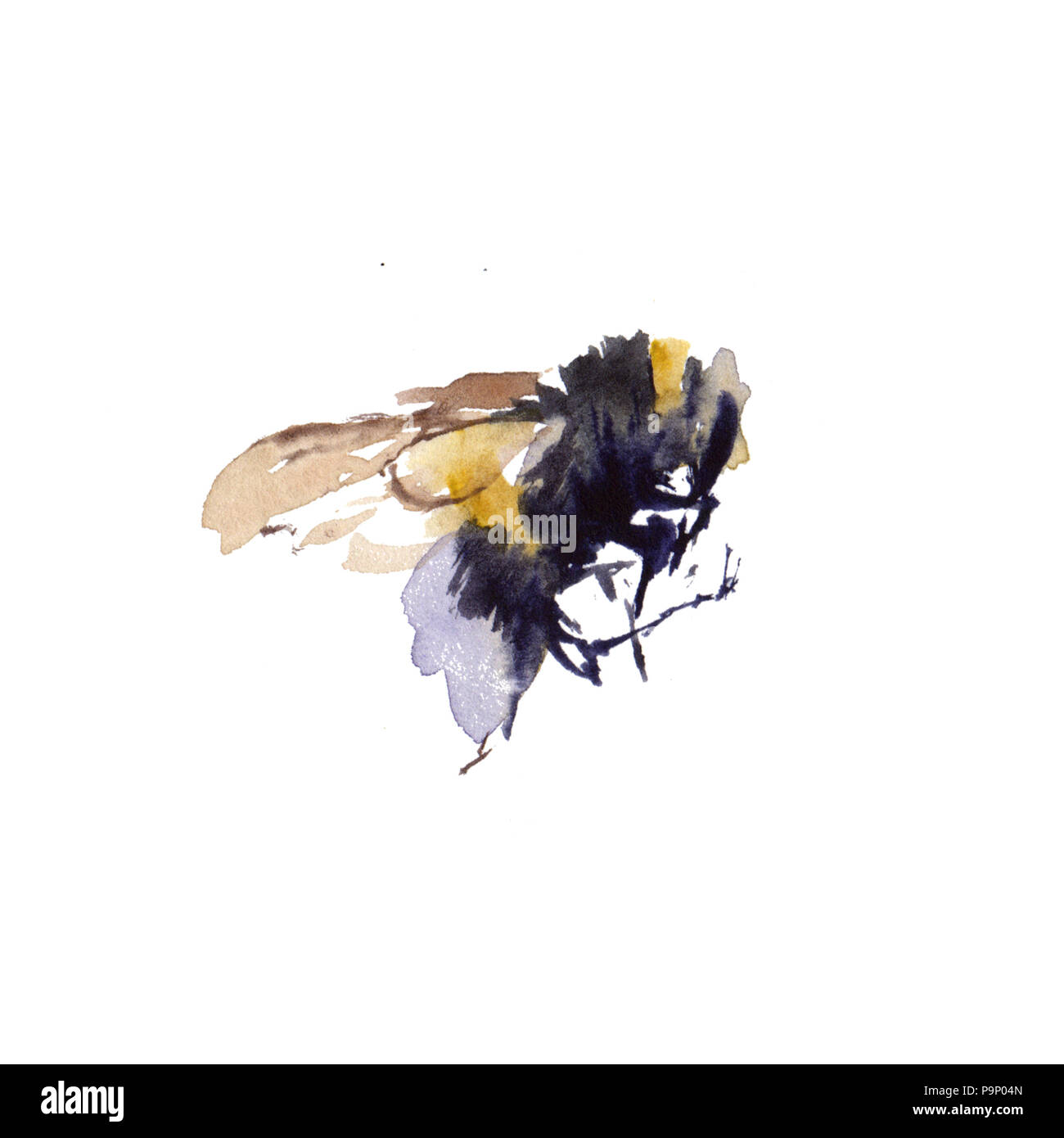 Aquarell Bienen auf weißem Hintergrund. Hand gezeichnet Aquarell Abbildung Stockfoto