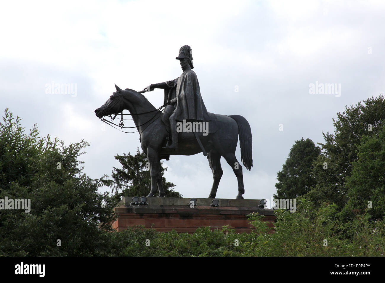 Reiterstatue des Herzogs von Wellington, Aldershot, England. Stockfoto