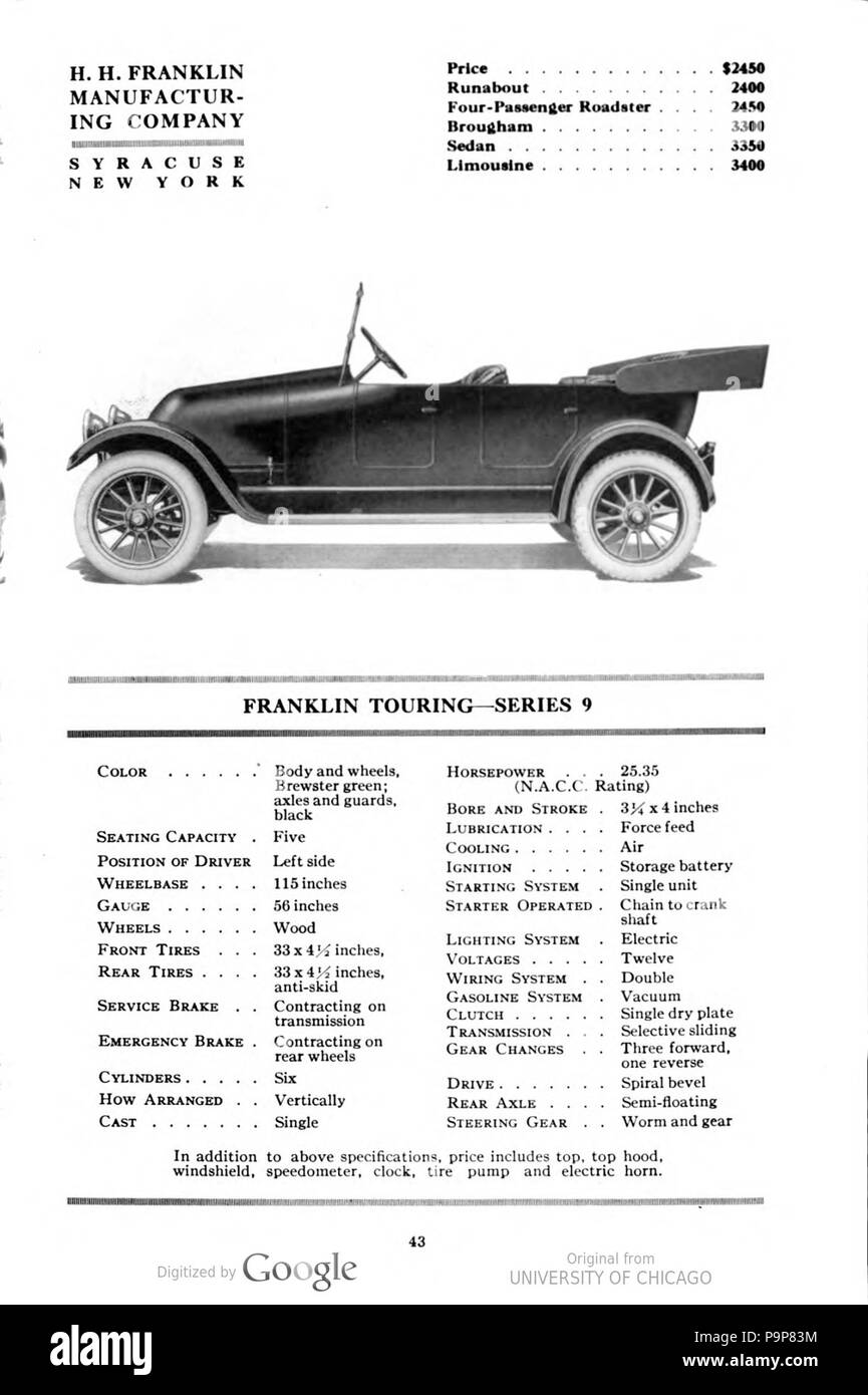 37 1918 Franklin Serie 9-Ab Stockfoto
