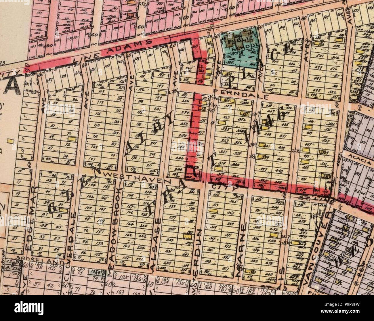 39 1921 Karte von Glen luftig Unterteilung, Los Angeles, Kalifornien Stockfoto