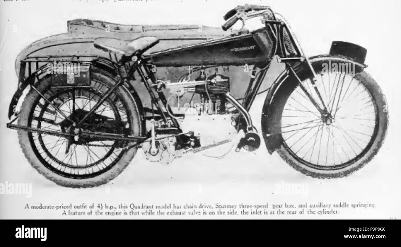 39 1921 Quadrant Motorrad mit Beiwagen Stockfoto