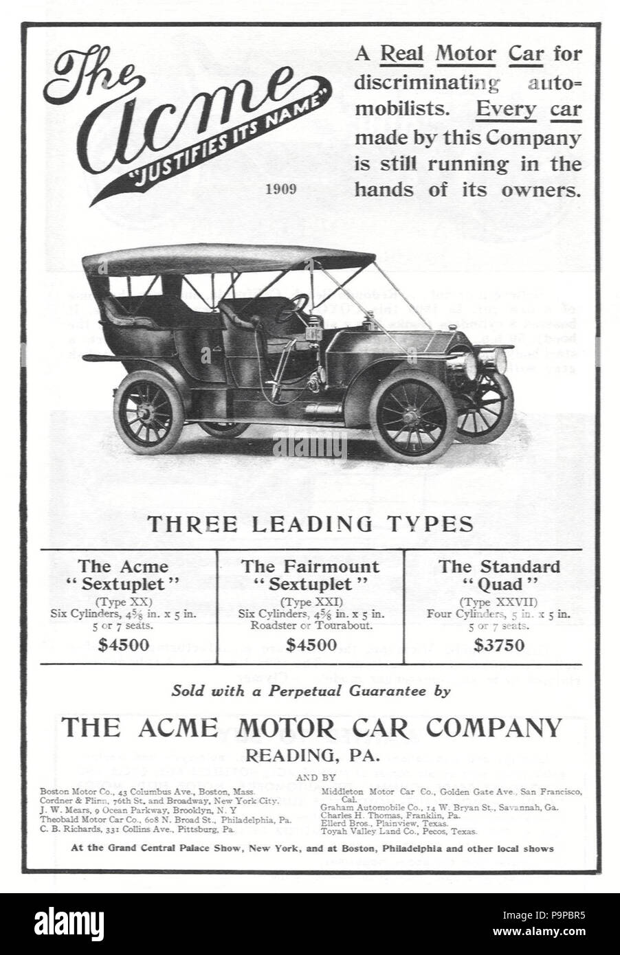 97 Acme Motor Car Co (PA) Werbung mit der extuplet' Typ XX Touring (1909) Stockfoto