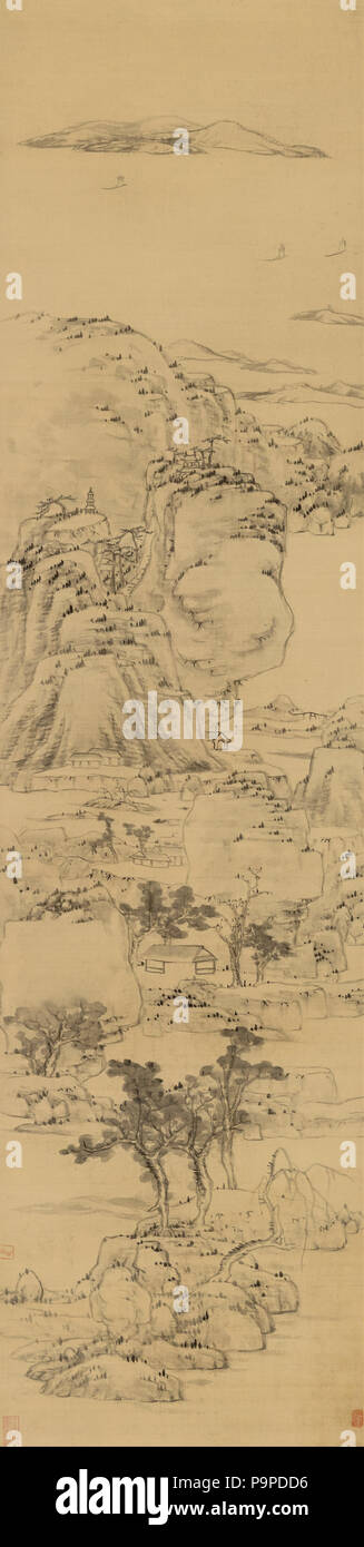 173 Bada Shanren - Landschaft im Stil von Ni Zan, (1301-1374) - Stockfoto