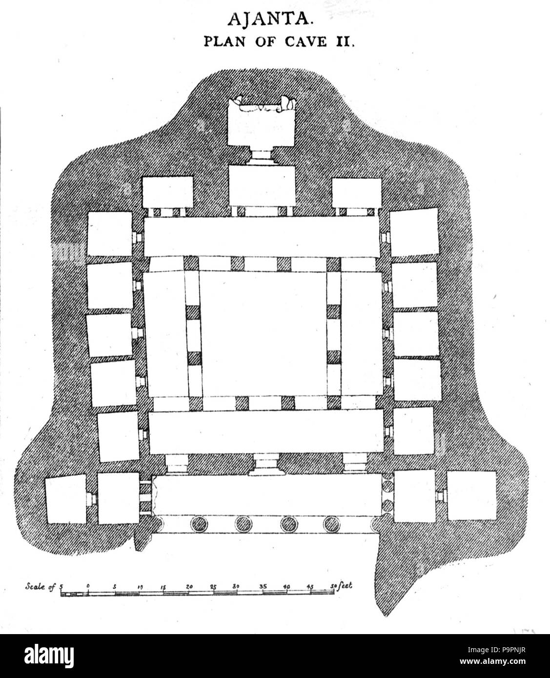 107 Ajanta Höhle 2 Plan Stockfoto
