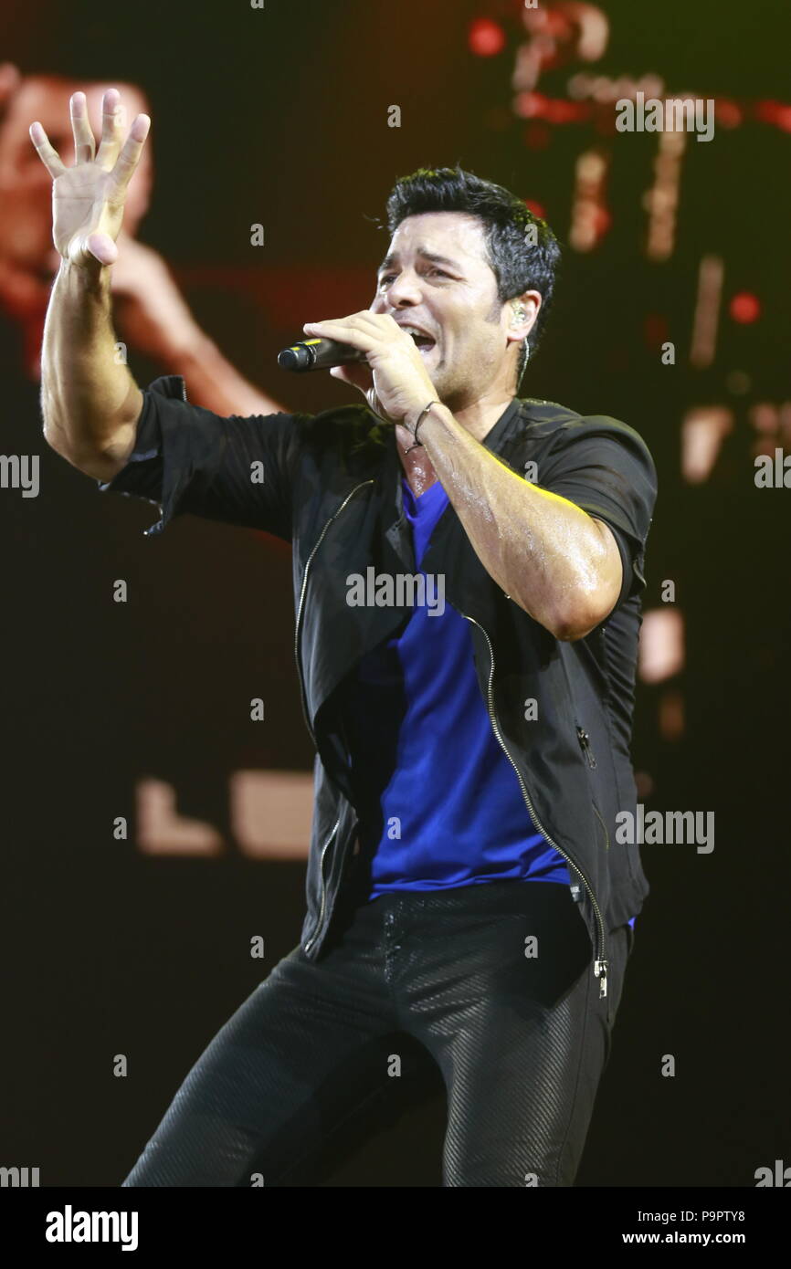 Die Tänzerin, Sängerin und Puerto Rican Schauspielers Chayanne, während der Nacht von seinem Konzert in der Achse im Planet Hollywood Las Vegas in Nevada am 13. September 2015 Stockfoto