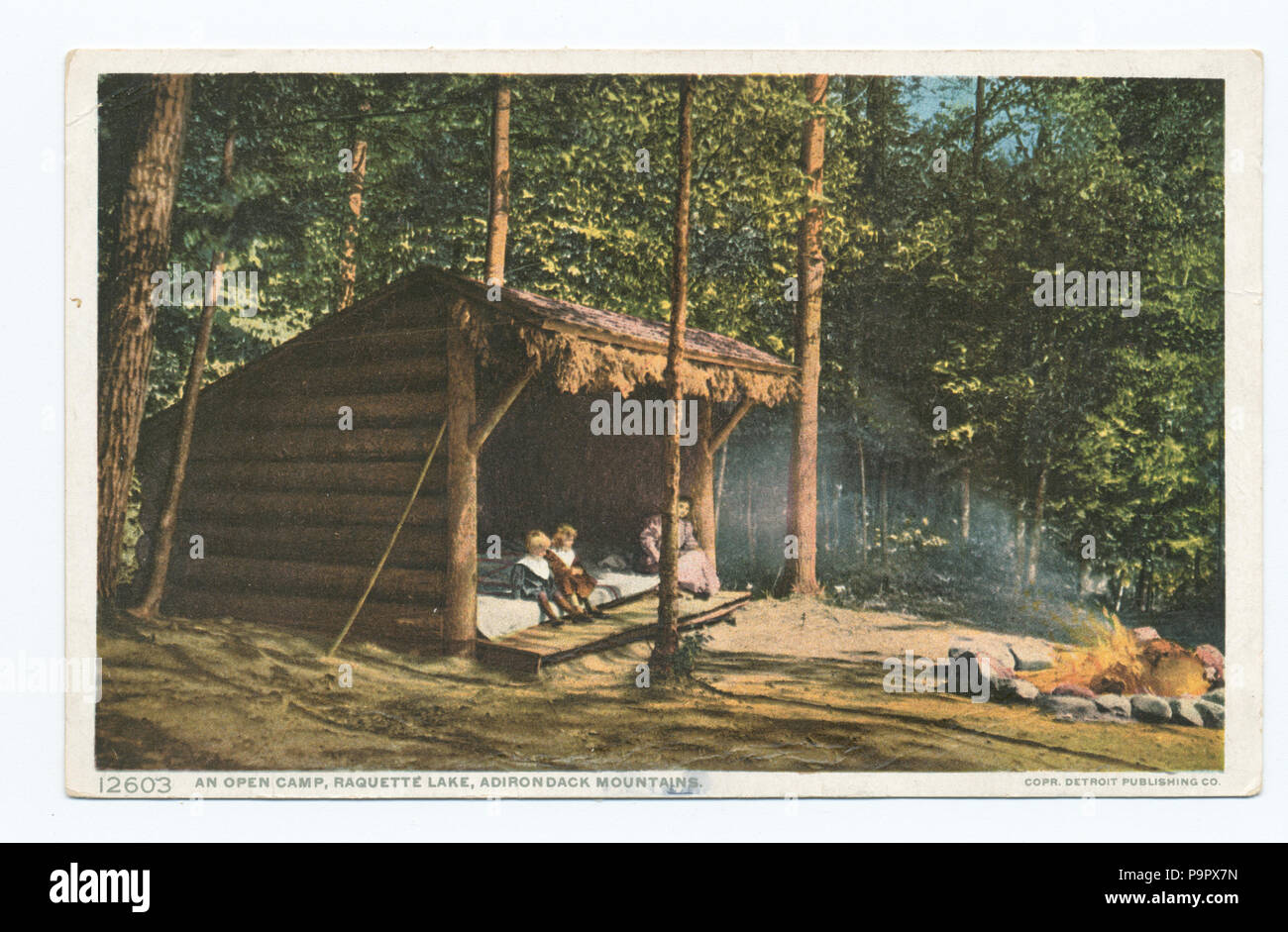 128 Eine offene Lager, raquette See, Adirondack Mountains, N.Y (Nypl b 12647398-69968) Stockfoto 128 Eine offene Lager, raquette See, Adirondack Mountains, N.Y (Nypl b 12647398-69968) Stockfoto