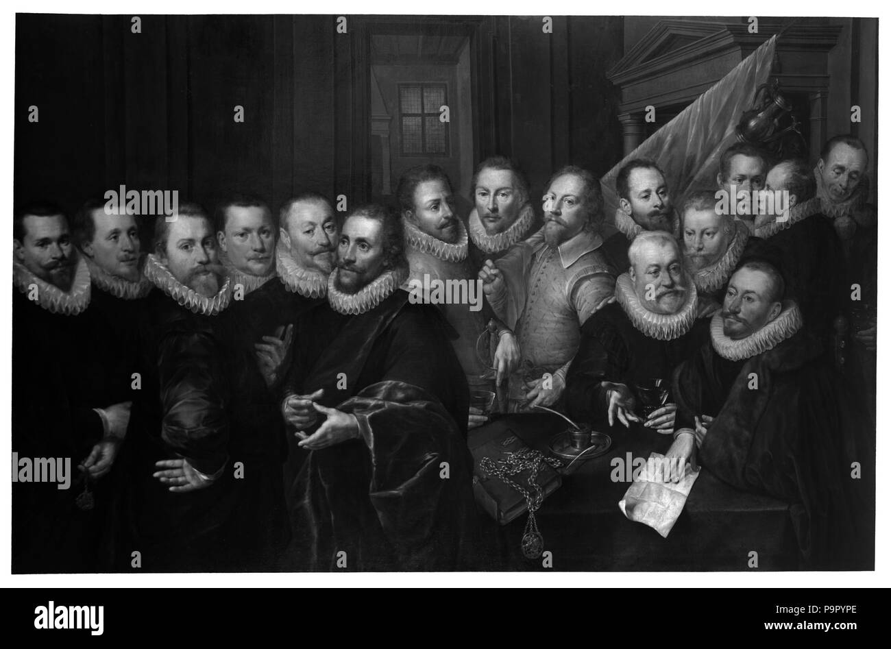 147 Bogenschützen des Civic Guard von St. George in Den Haag, 1612, Schule von Jan van Ravesteyn oder nach Jan van Ravesteyn Stockfoto