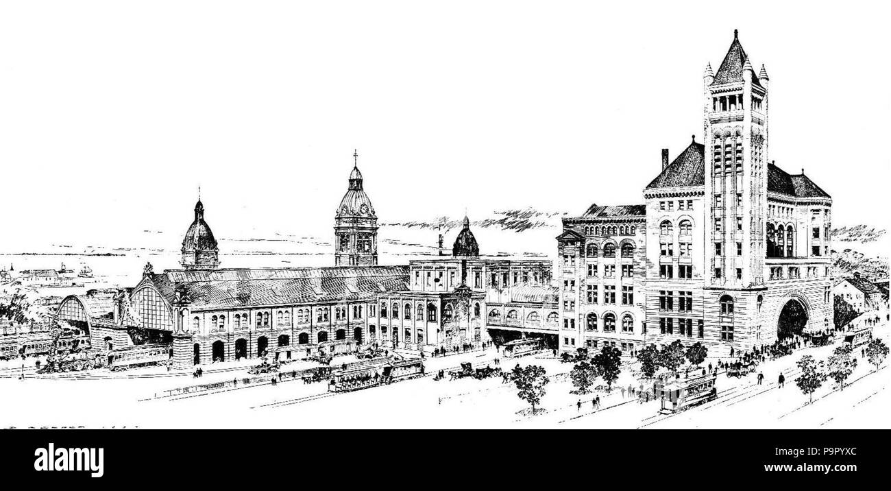 148 architektonische Skizze der ursprünglichen Toronto Union Station Stockfoto