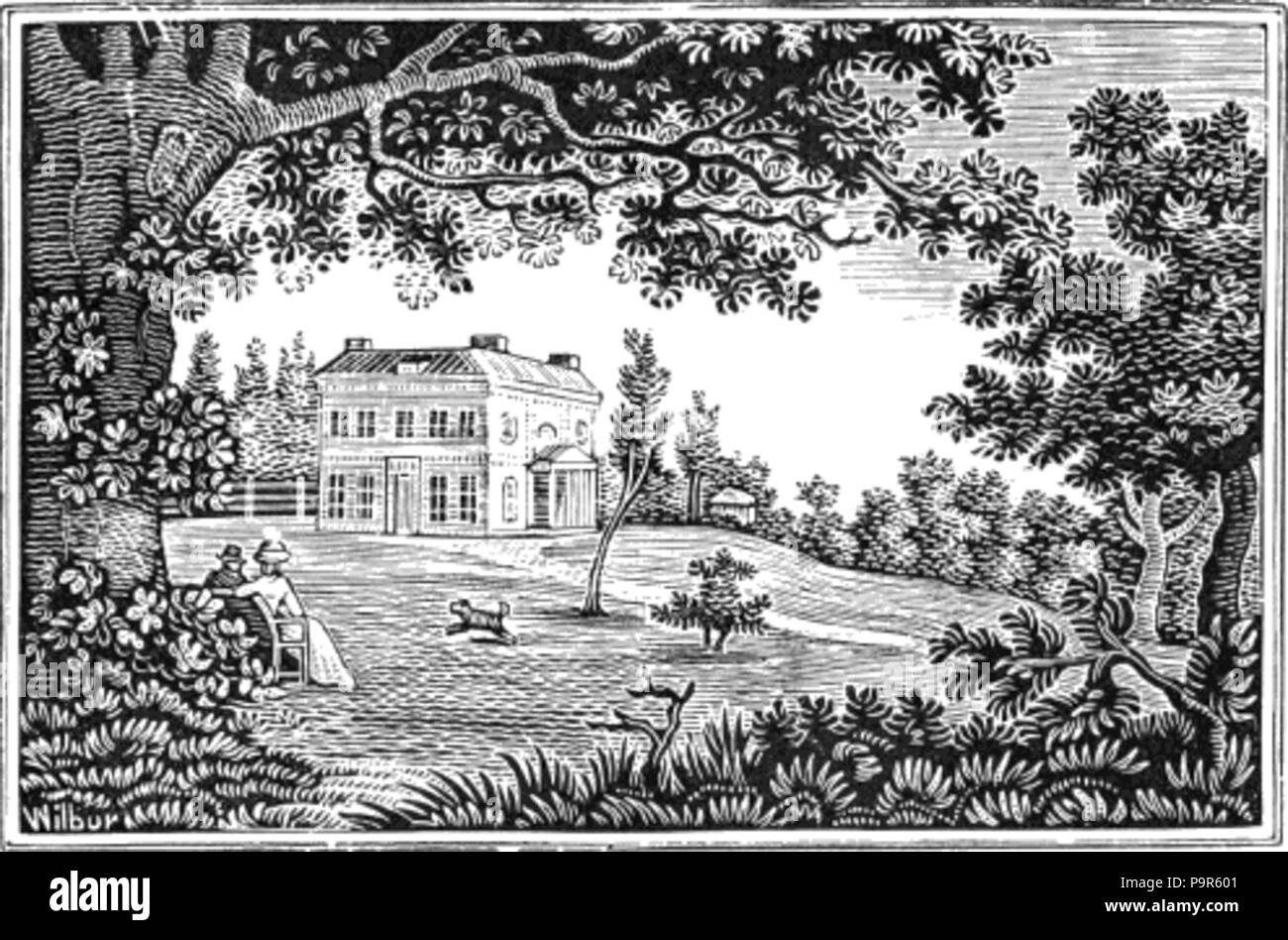 208 Schwarzen und Weißen Country House Zeichnung Stockfoto