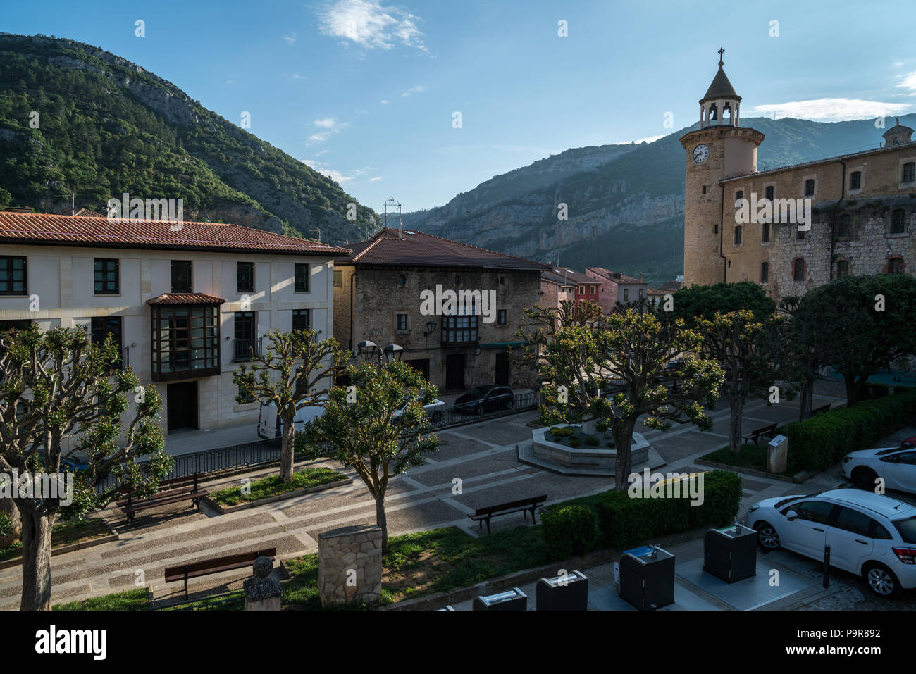 Kleine Stadt Oña, Kastilien und Leon, Spanien Stockfoto