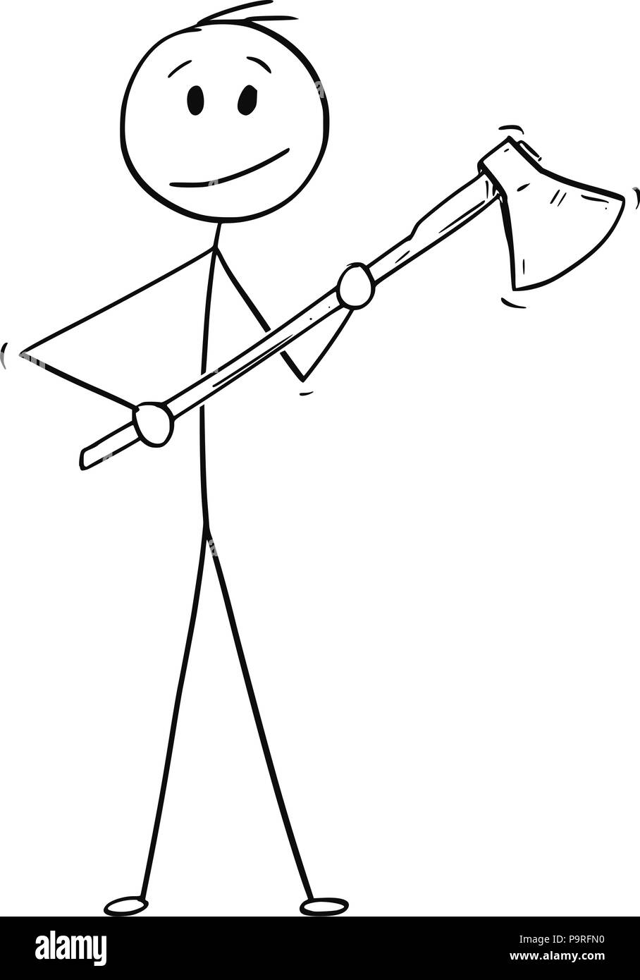 Cartoon von Mann oder Holzhacker mit Axt Stock Vektor