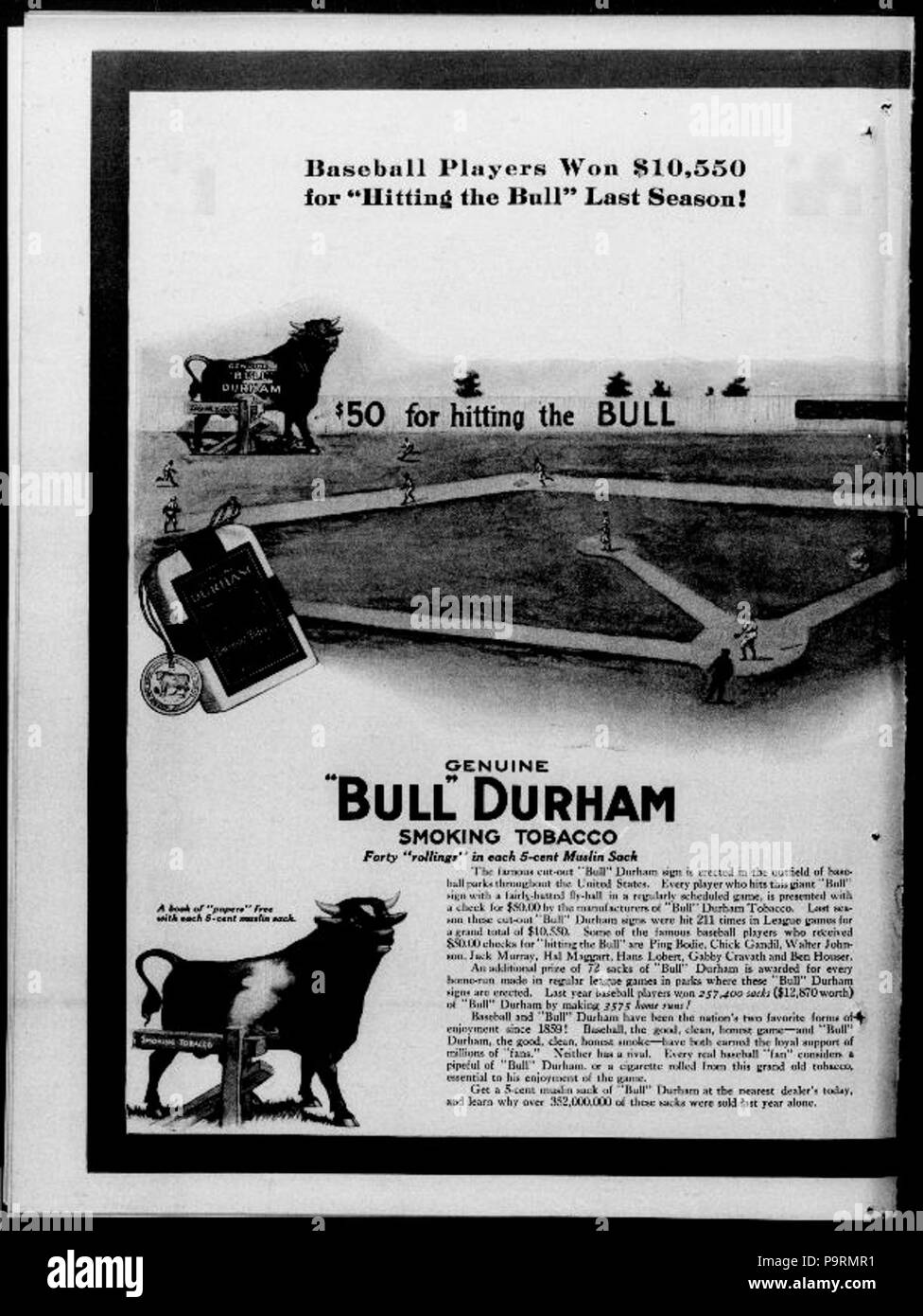 257 Bull Durham Tabak Werbung, Mai 1913 Stockfoto