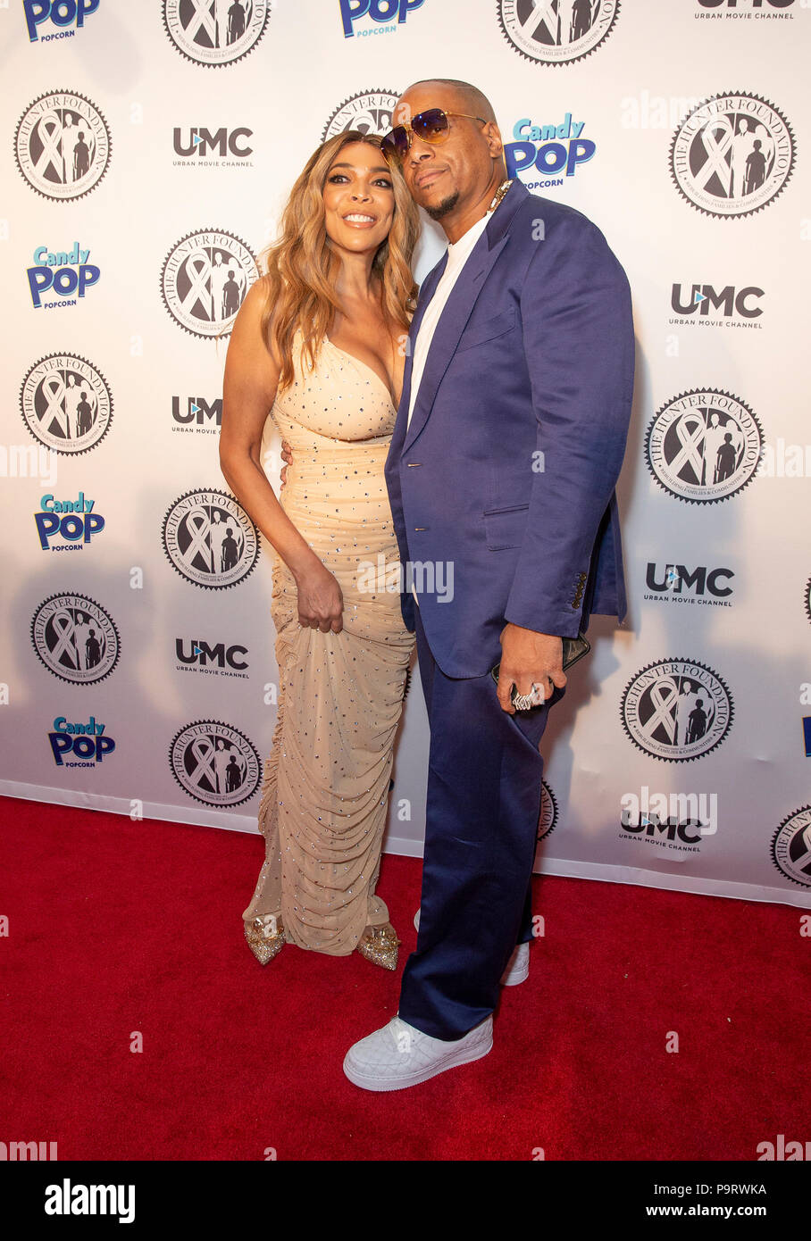 New York, Vereinigte Staaten. 18 Juli, 2018. Wendy Williams tragen Kleid von Norma Kamali und Kevin Jäger besuchen Wendy Williams und der Jäger Grundlage Gala im Hammerstein Ballroom Credit: Lev Radin/Pacific Press/Alamy leben Nachrichten Stockfoto