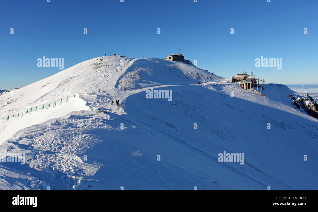 Winterlandschaft, Kasprowy Wierch ist ein Berg in der Westlichen Tatra. Stockfoto
