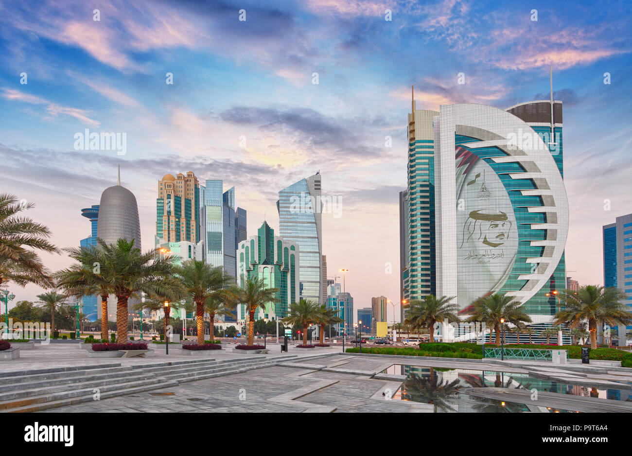 DOHA, Katar - 9. MÄRZ 2018: Doha West Bay View von Sheraton Park, Doha, Qatar, Naher Osten. Stockfoto