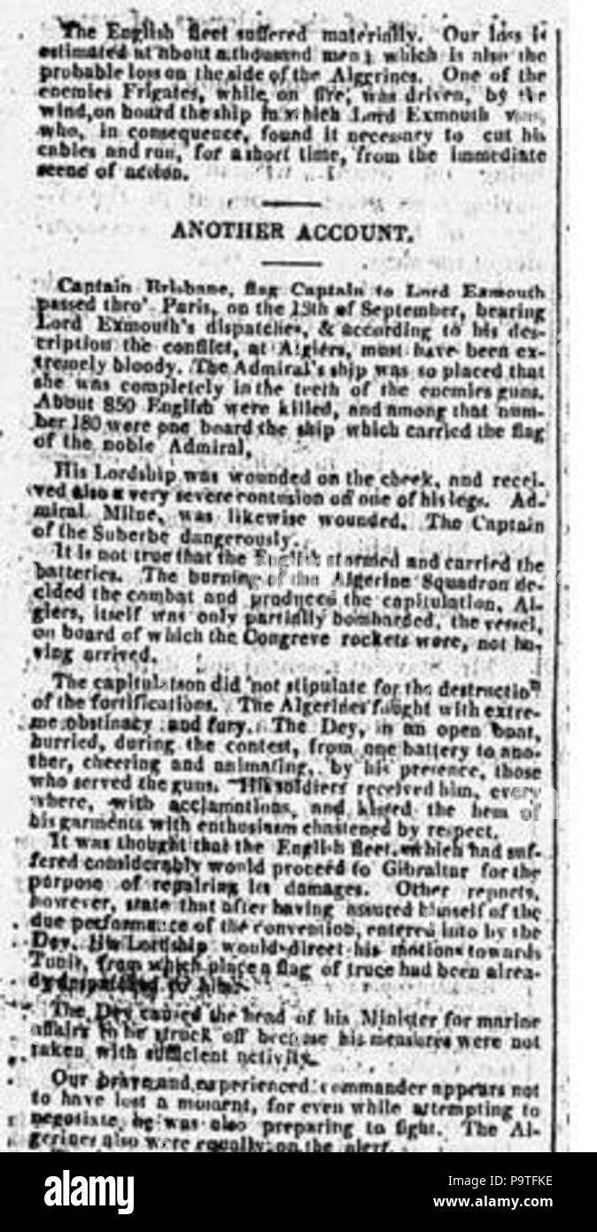 347 zeitgenössische Zeitungsartikel beschreibt Herr Exmouth Expedition. Bombay Kurier, Band 27 - 1817 Stockfoto
